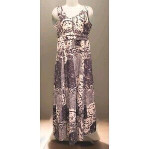 Coldwater Creek Gray Ivory Tie Dye Sleeveless Fit & Flare Maxi Dress Sz 4
